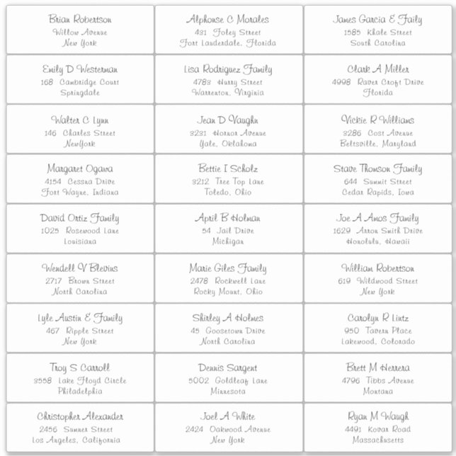 Wedding Party Guest Address Label Sticker (Front)