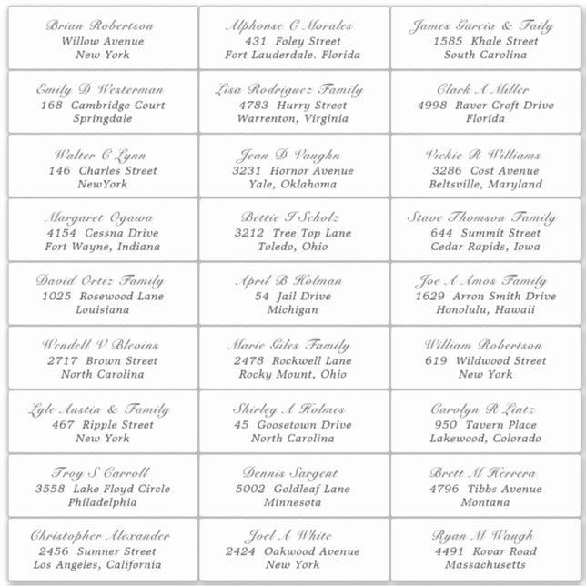 Wedding Party Guest Address Label Sticker (Front)