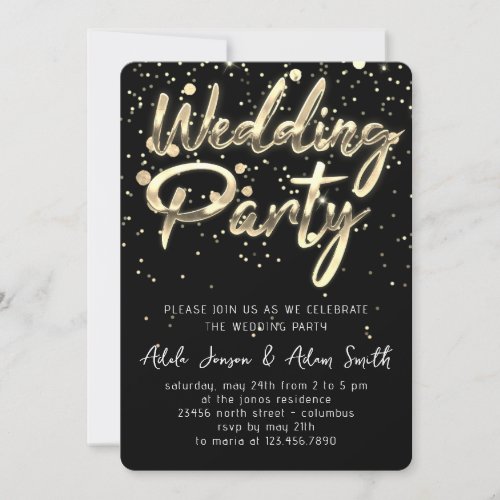 Wedding Party Instant Download Black Gold Invitation