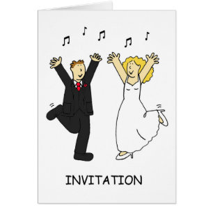 Wedding Party Invitation Cartoon Couple Dancing