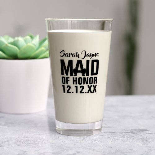 Wedding Party Maid of Honor Glass Tumbler