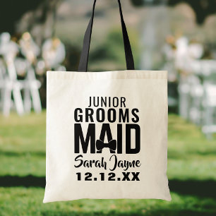 Wedding Party Modern Junior Groomsmaid Tote Bag