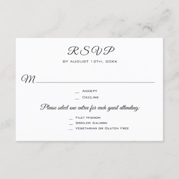 Wedding Party Or Event 3 Entree Rsvp Response by HeartSongNotes at Zazzle