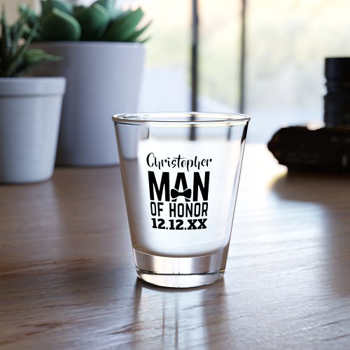 Wedding Party Personalized Man of Honor Shot Glass