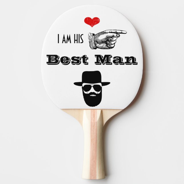 Wedding Party Photo Props Hipster Mustache Beard Ping Pong Paddle (Front)