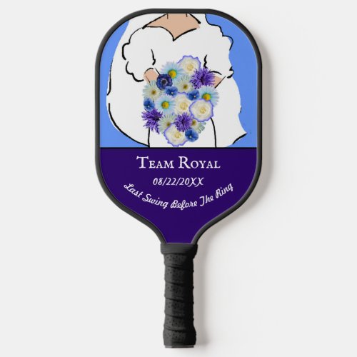 Wedding Party Pickleball Blue Flowers Personalized Pickleball Paddle