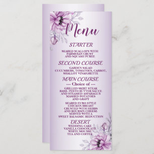 Wedding Party Pink Floral Violet Frame Modern Menu