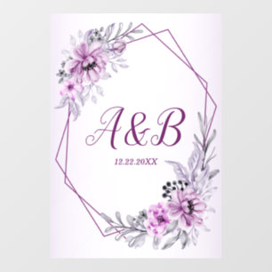 Wedding Party Pink Floral Violet Purple Frame Wall Decal
