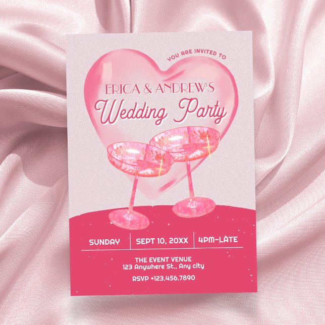 Wedding Party Pink grunge cheers Invitation (Creator Uploaded)