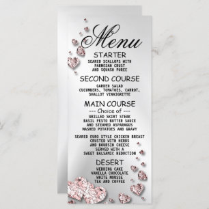 Wedding Party Pink Peach Shiny Hearts Geometric Menu
