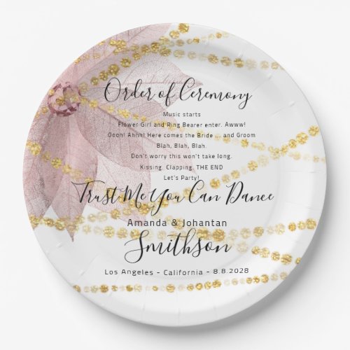 Wedding Party Plate Funny Program Thank Gold