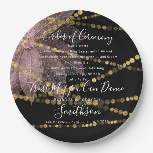 Wedding Party Plate Funny Program Thank Gold