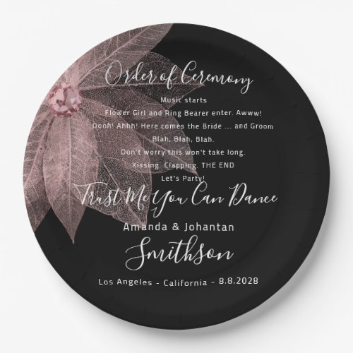 Wedding Party Plate With Funny Program Thank Black