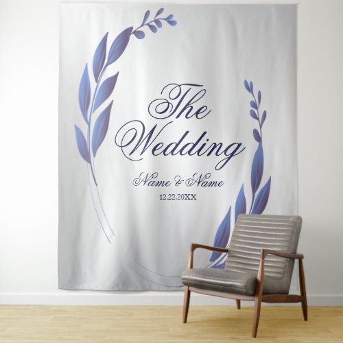 Wedding Party Purple Blue Floral Silver Modern Tapestry