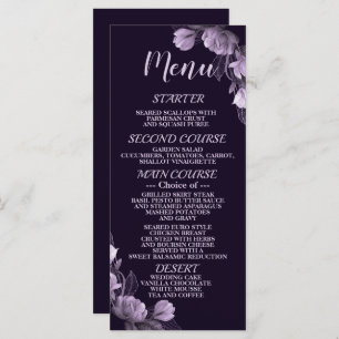 Wedding Party Purple Floral Violet Elegant Rustic Menu