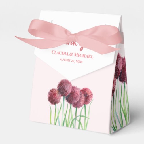 Wedding Party Purple Pink Allium Floral Watercolor Favor Boxes