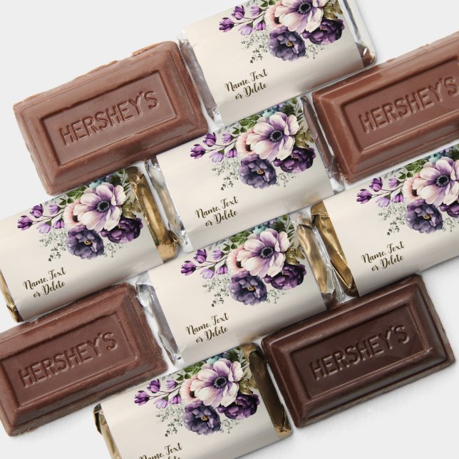 Wedding Party Purple Pink Flowers Golden Elegant Hershey's Miniatures (Assorted)