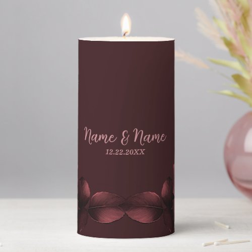 Wedding Party Red Pink Roses Flowers Frame Pillar Candle