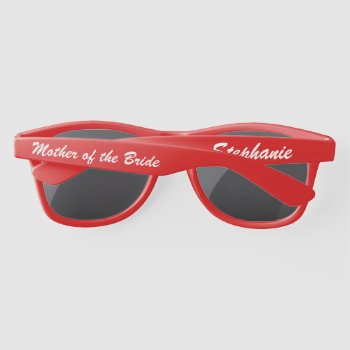 Wedding Party Red Plastic Sunglasses With Name by SocolikCardShop at Zazzle