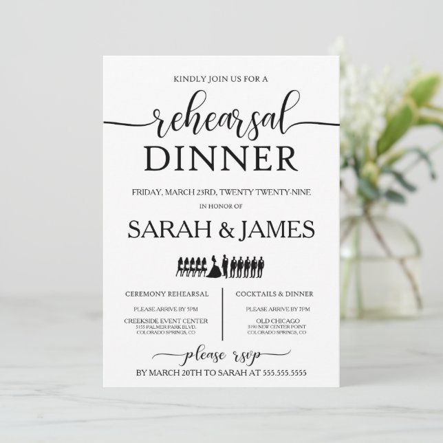 Wedding Party Rehearsal Dinner Invitation (Standing Front)