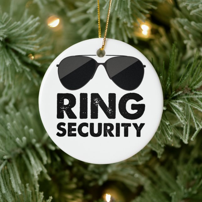 Wedding Party Ring Security Wedding Ring Ceramic Ornament (Tree)