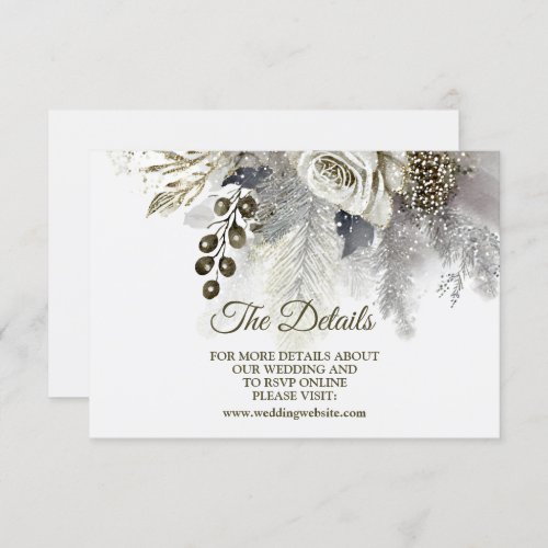 Wedding Party Silver Golden White Roses Flowers Enclosure Card