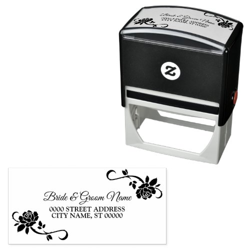 Wedding Party Silver Golden White Roses Flowers Self_inking Stamp