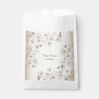 Wedding Party Tan Floral Heart Beige Elegant Favor Bag