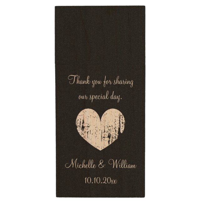 Wedding party thank you favor USB flash drives (Front Vertical)