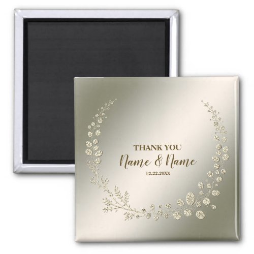 Wedding Party Thank You Golden Floral Leaves Magnet