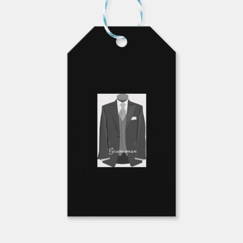 Wedding Party Tuxedo Groomsman Black Gift Tag