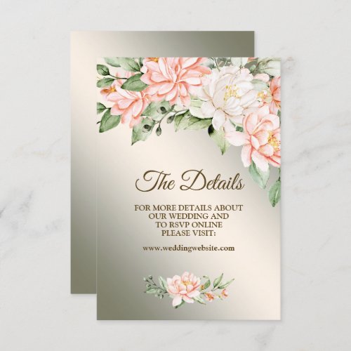 Wedding Party Watercolor Peach White Flowers Enclosure Card