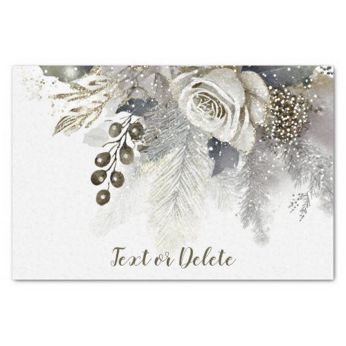 Wedding Party Watercolor Silver Golden White Roses Tissue Paper