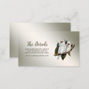 Wedding Party White Birds Cockatoo Green Leaves Enclosure Card
