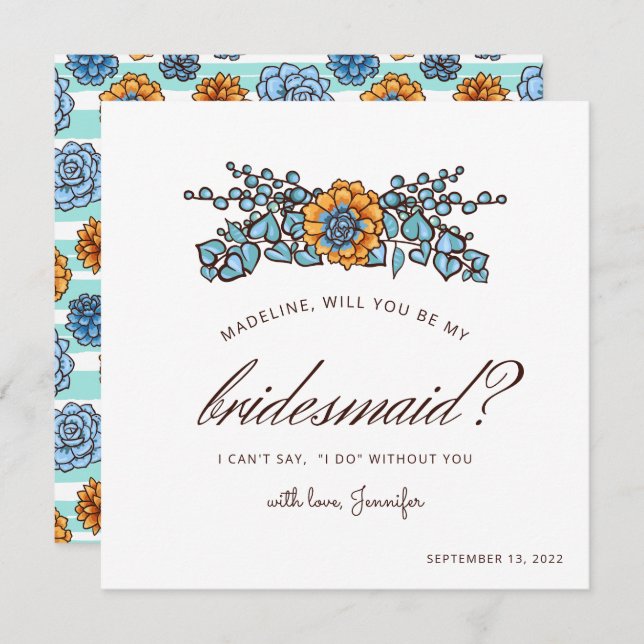 Wedding Party | Will You Be My Bridesmaid? Note Card (Front/Back)
