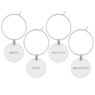 Wedding Party Wine Tags Classic Black White Fun Charm