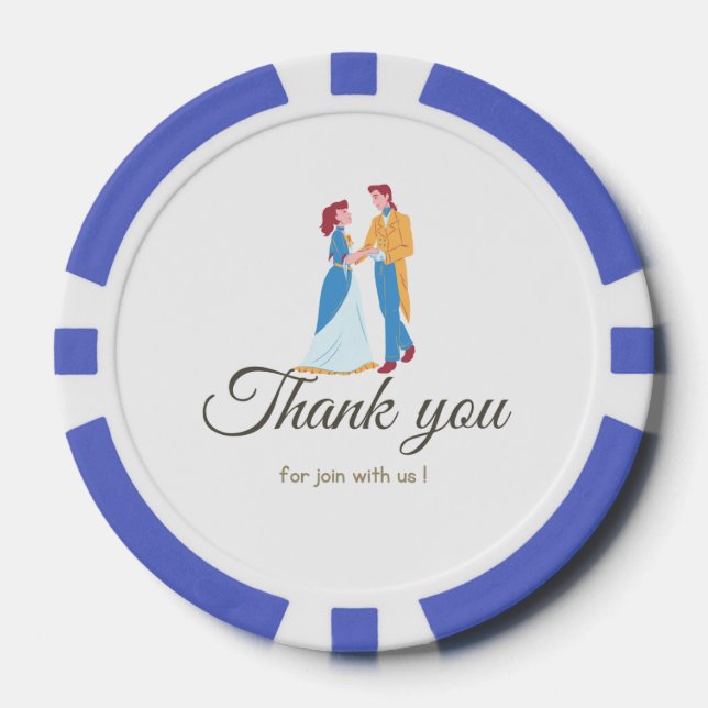 wedding party wish blue game couple Cinderella   Poker Chips (Front)