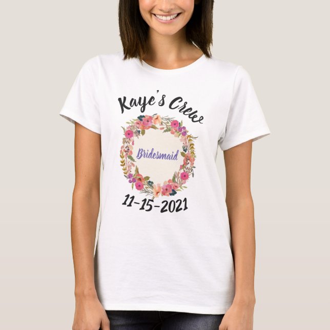 Wedding Party Wreath Design T-Shirt (Front)