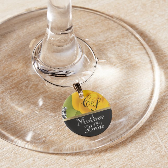 Wedding Party Yellow Rose | DIY Text Wine Charm (In Situ)