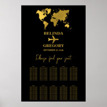 Wedding Passport Black Gold Seating Chart