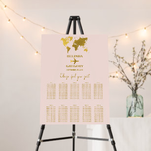 Wedding Passport Blush Pink Gold Seating Chart Foam Board