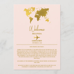 Wedding Passport Gold Blush Pink Itinerary Program