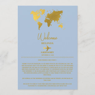Wedding Passport Gold Dusty Blue Itinerary Program