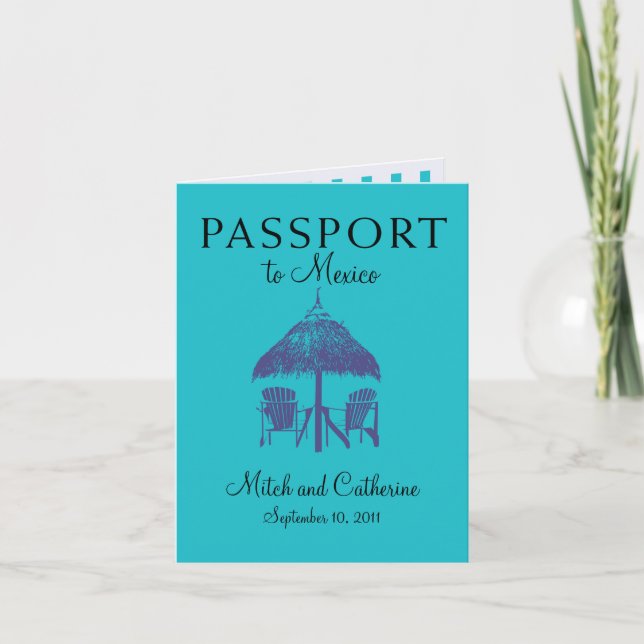 Wedding Passport Invitation to Cancun Mexico (Front)