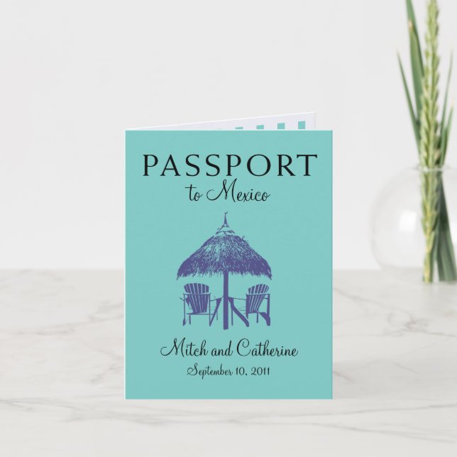 Wedding Passport Invitation to Cancun Mexico (Front)