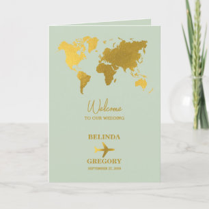 Wedding Passport Sage Green Gold Order of Service Program