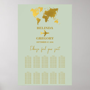 Wedding Passport Sage Green Gold Seating Chart