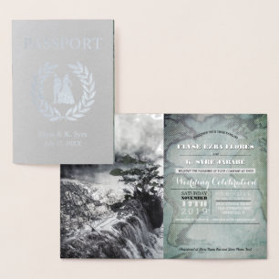 wedding passport silver foil foil card