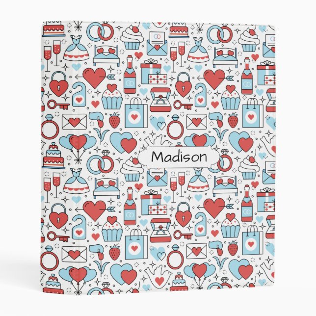 Wedding Pattern custom name mini binder (Front/Spine)