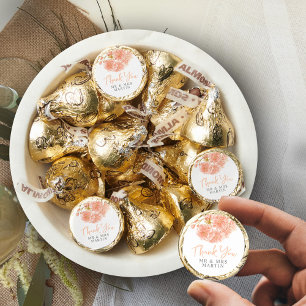 Wedding peach blossom floral watercolor thank you hershey®'s kisses®